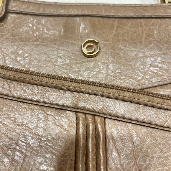 Vintage Cornell Creations Leather Handbag Light Brown Structured Architectural - Picture 5 of 13